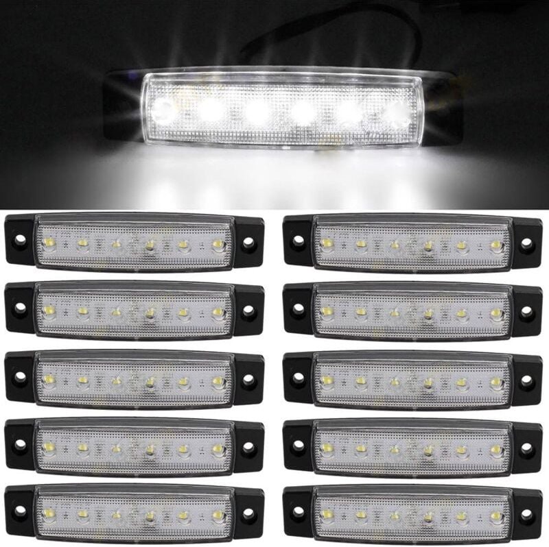 10 Stück 3,8' 6 LED-Seiten-12-V-LED-Markierungs-Anhänger-Umrissleuchten für lkw, Markierungsleuchte bernsteinfarben, hin...