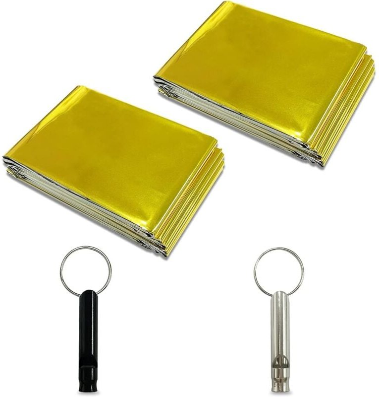 2 Notfall-Überlebensdecken, Notfall-Schlafsäcke, warme, wasserdichte Decke, geeignet für Outdoor-Camping und Wandern, 2 ...