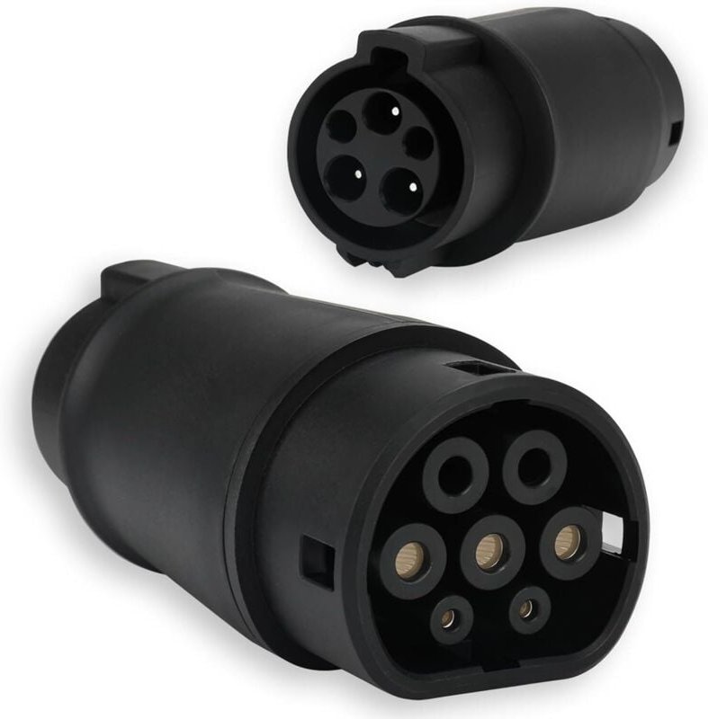 EV-Ladekabel Typ 1 auf Typ 2 EV-Adapter + Elektrofahrzeug-Adapter Typ 1 SAE J1772 auf Typ 2 IEC 62196 Ladeadapter, IP54,...