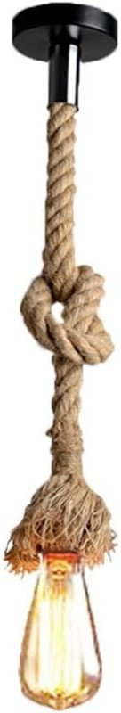 Kronleuchter aus Hanfseil, 100 cm, 220 V Wechselstrom, E27-Fassung, Vintage-Retro-Stil, Seil-Pendelleuchte für Restauran...