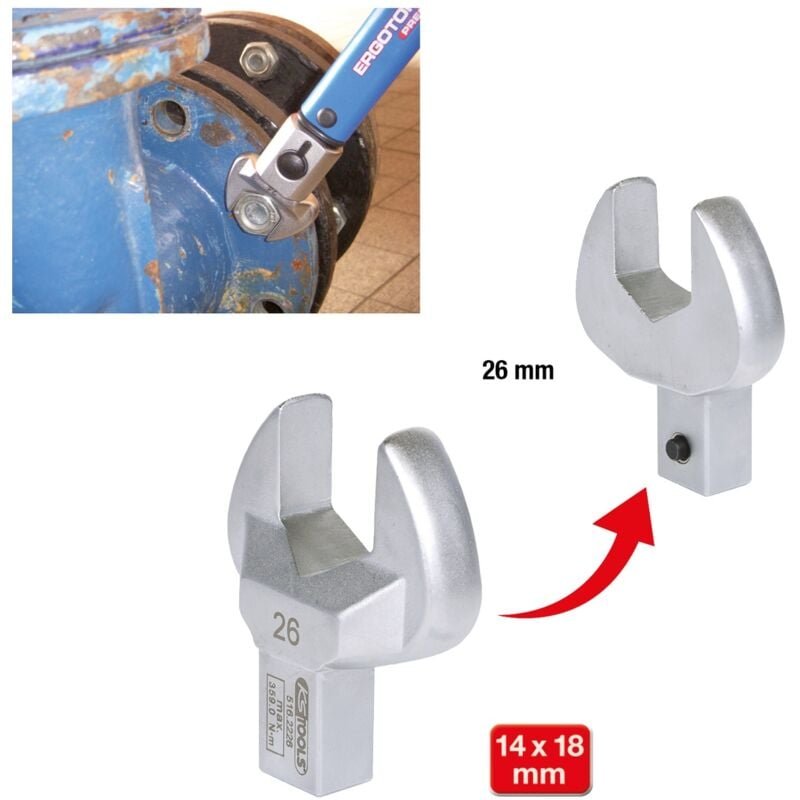 Ks Tools 14x18mm Einsteck-Maulschlüssel, 26mm - 516.2226