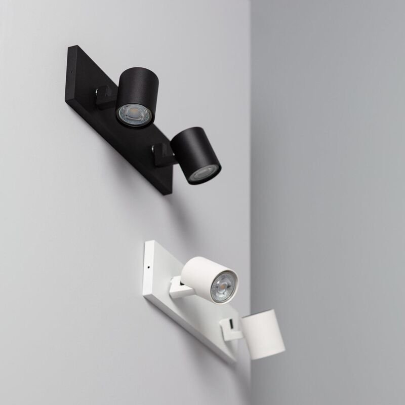 Strahler Doppelt Schwenkbar Aluminium Gylu für Glühbirne GU10 Schwarz