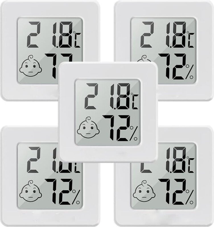 5-teiliges Mini-Hygrometer-Thermometer-Set für den Innenbereich, digitales LCD-Temperatur- und Feuchtigkeitsmessgerät fü...