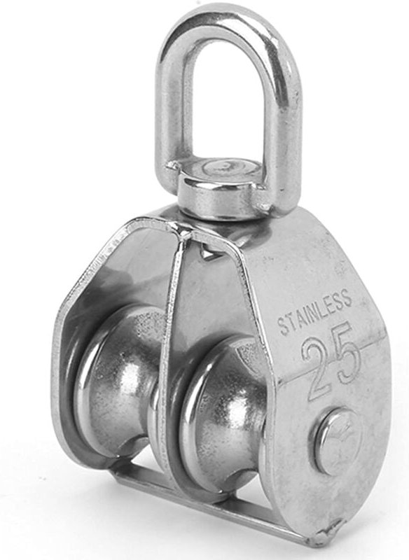 Seilrolle, 304 Edelstahlrolle, Edelstahlrolle, Silber,Extrem starke Tragfähigkeit/25 mm Doppelrolle