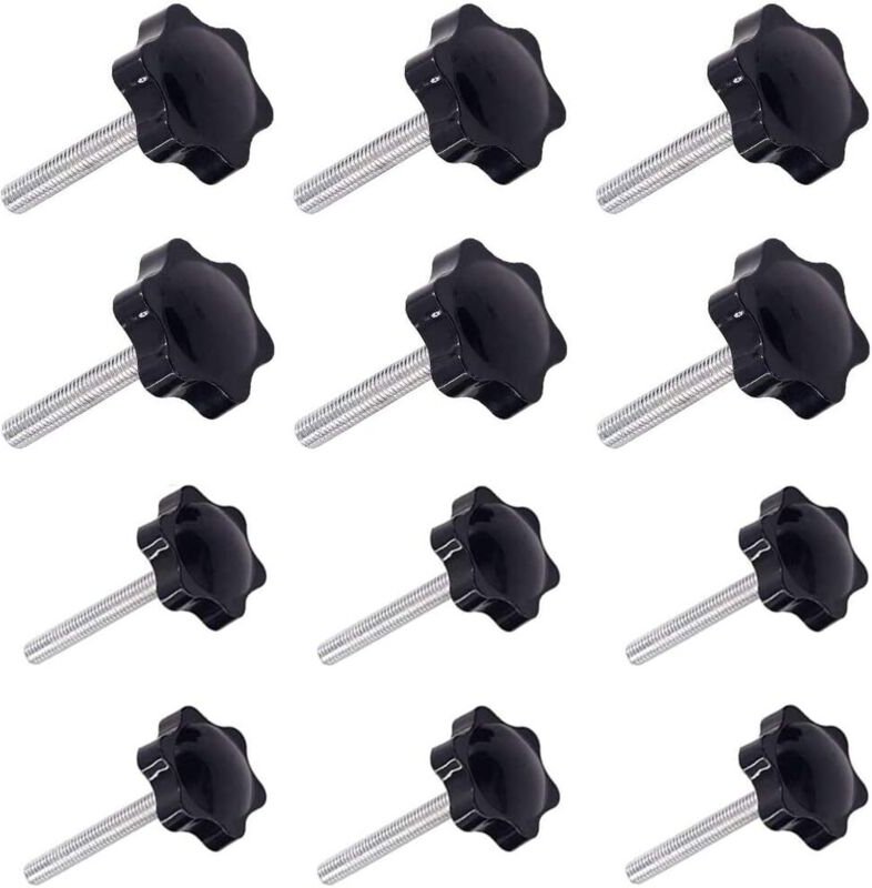 12 Stück M6(32)×40mm und M8(38)×40mm Außengewinde Klemmgriff Gripandles Schrauben Knöpfe Griffe Sterngriff