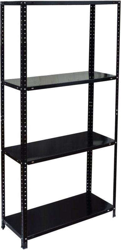 Relaxdays Lagerregal, Stahl, HBT: 145x75x30 cm, 160 kg, 4 Ebenen, Keller, Garage & Werkstatt, Schwerlastregal, schwarz