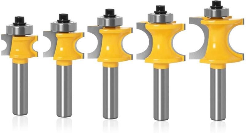 Crediri Halbrunder Holzfräser mit 8 mm Schaft, Schnittradius 3/8 Zoll, 5/16 Zoll, 1/4 Zoll, 3/16 Zoll, 1/8 Zoll, Holzbea...