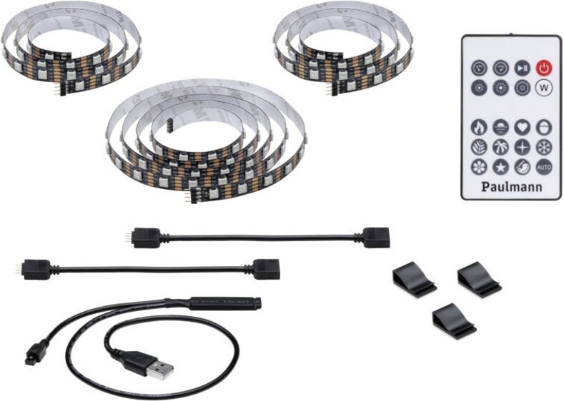 Paulmann Licht - Paulmann Entertain usb led Stripe 2,4m rgb dimmbar, für 65 Zoll Fernseher led Stripe