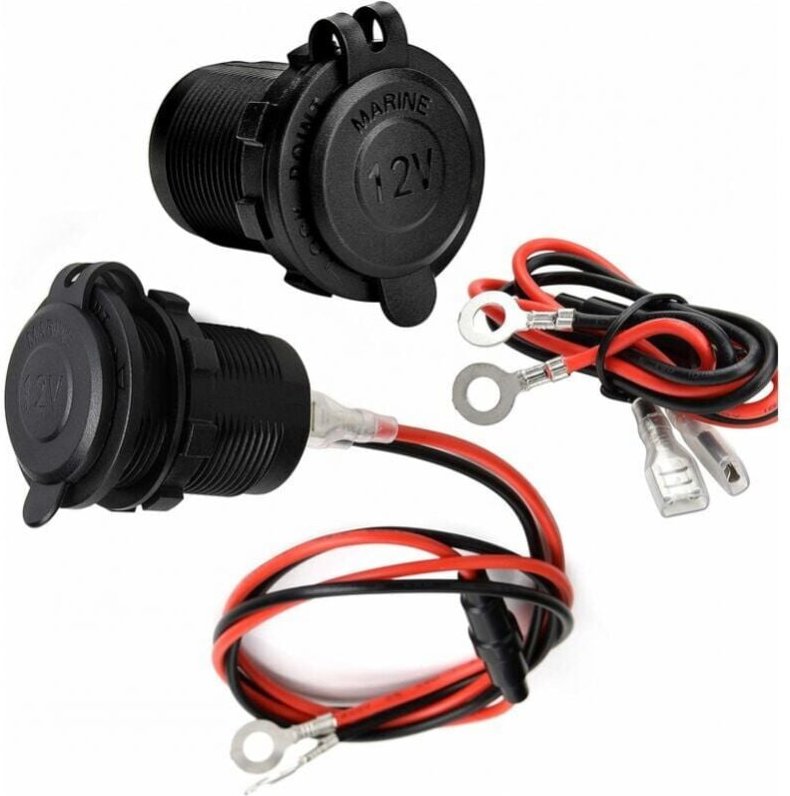 2er-Pack Zigarettenanzünder-Steckdose, wasserdicht, Marinequalität, wasserdicht für Boot, Motorrad, Auto, mit 61 cm lang...
