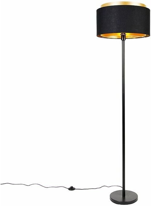 Moderne Stehlampe schwarz mit Schirm schwarz mit Gold - Simplo