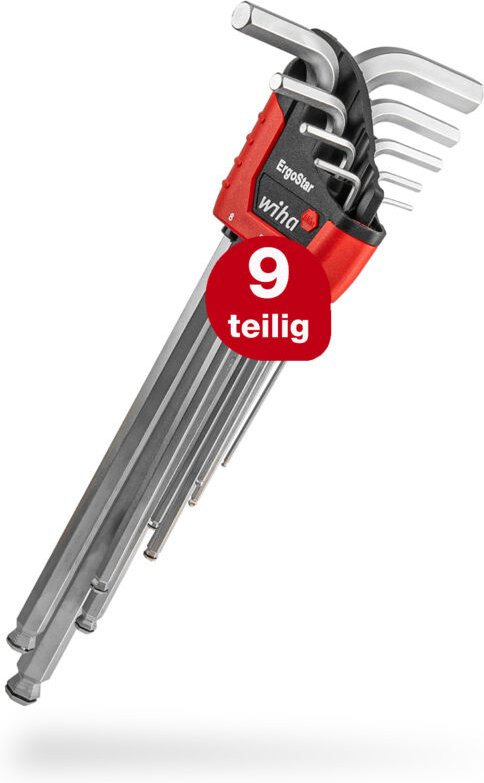Stiftschlüssel Set im ErgoStar Halter (37351), 9 tlg., Innensechskant Schlüssel Set, Sechskantschlüssel Satz Kugelkopf, ...