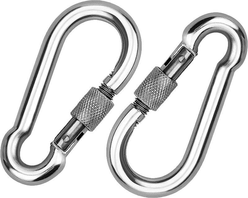 ZVD-2 Stück 304 Edelstahl Karabiner, Edelstahl Schraubkarabiner, Edelstahlkarabiner, zum Aufhängen von Seilen, Ketten, G...