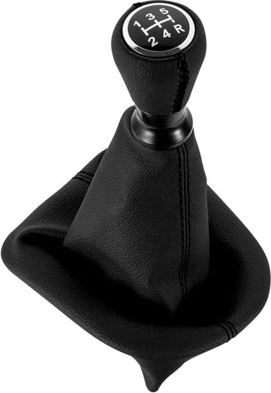 Lederschaltknauf mit Manschette, kompatibel mit Peugeot 207, 307, 308, 607, 608, Citroen C3, C4, C5 (Schwarz)