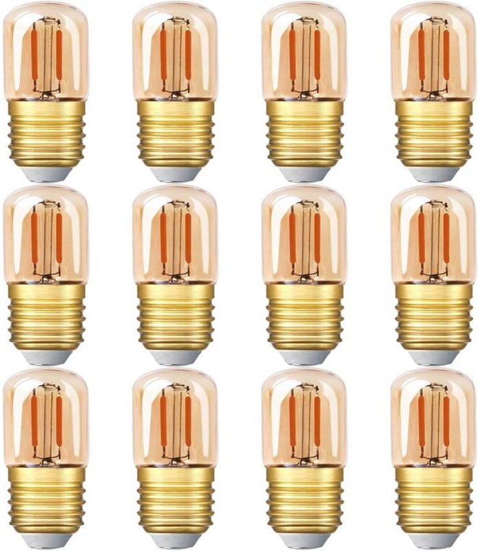 Aougo - Mini-Röhren-LED-Glühbirne, 1 w, T28, Edison-LED-Glühlampe, E27-Schraubsockel, 2200 k, superwarmweiße Glühbirne f...