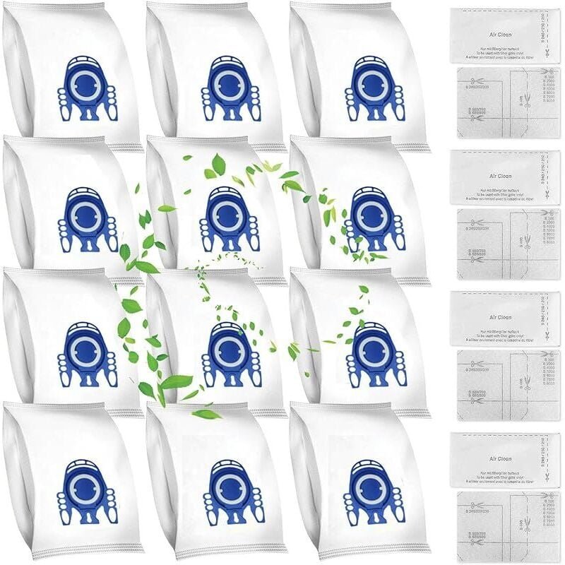 12er-Pack Staubsaugerbeutel für Miele GN 3D Classic C1 Complete, C2, C3, S2000, S5000 und S8000 Serien. Staubbeutel, 4 S...