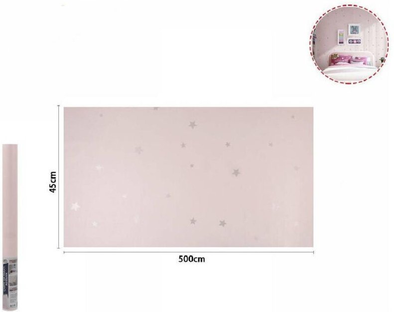 Trade Shop Traesio - Trade Shop - rotolo pellicola adesiva rosa mit stelle 45CM x 5MT furniture cars by parati 71128 -