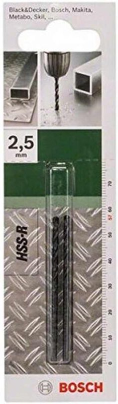 Thumbnail - Bosch Accessories 2609255003 HSS Metall-Spiralbohrer 2.5 mm Gesamtlänge 57 mm rollgewalzt DIN 338 Z