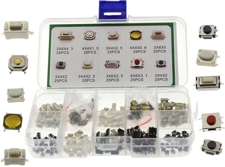 250 Stücke Auto Fernbedienung Schlüsselschalter Reparatur Kleine Taktile Drucktastenschalter Komponentenpaket Mikroschal...