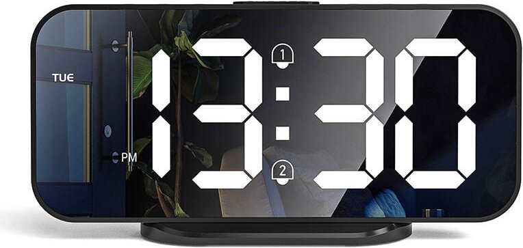 LED-Digitalwecker mit zwei Alarmen, Morgenwecker mit Schlummerfunktion, verspiegelte Nachttischuhr, Schlafzimmerdekor, D...