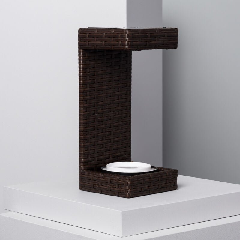 Efectoled - LED-Tischlampe Solar Außen Rattan Agra Dunkelbraun