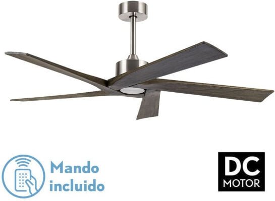 Ventilator dc nadir nickel/rustic ohne Licht 5 Flügel 142,2d mit Fernsteuerung und Zeitschaltuhr