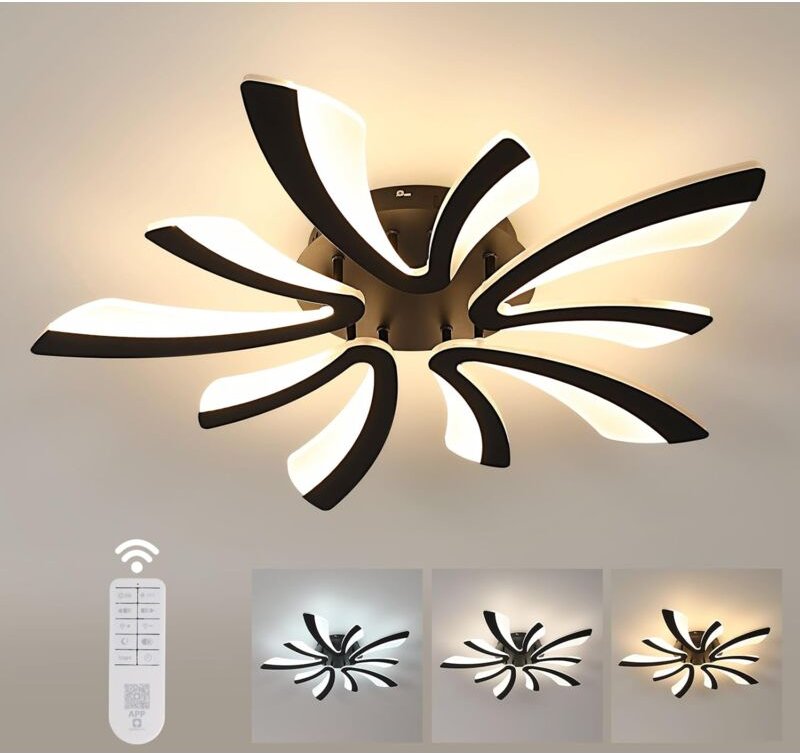 COMELY® Dimmbare LED-Deckenleuchte, 48 W, 5400 lm, Deckenlampe mit Fernbedienung, moderne Deckenleuchte für Wohnzimmer, ...