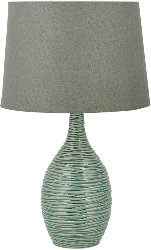 Beliani - Tischlampe Grün Keramik 57 cm Stoffschirm Vasenform Kabel mit Schalter Moderner Minimalistischer Stil
