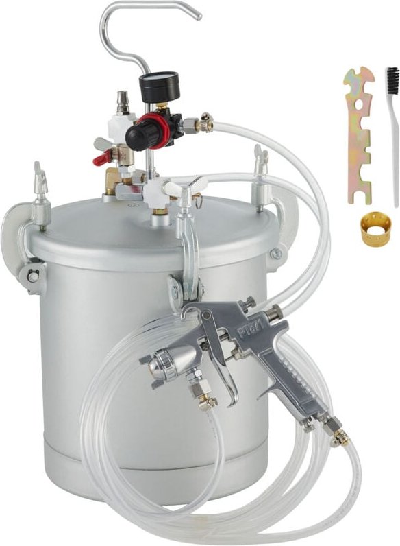 Mophorn - 2,5 Gallonen kommerzieller Farbdruckbehälter, 10-Liter-Spritzpistole mit Druckbehälterzufuhr, Farbsprühgerät m...