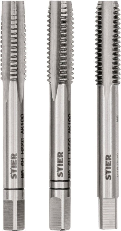 Handgewindebohrer Satz 3-teilig, Vor- Mittel- und Fertigschneider, din 352 hss-g M8, zur Herstellung von DIN13 Innengewi...