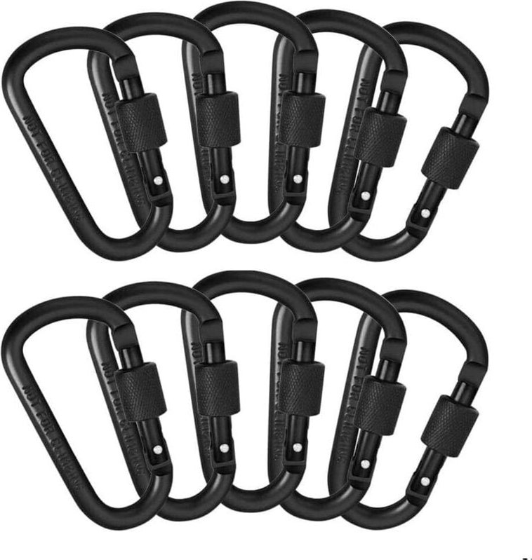 Kletterkarabiner, Schlüsselanhänger-Karabiner, 10 Stück, ultraleichte Karabiner aus Aluminiumlegierung mit Schraubversch...