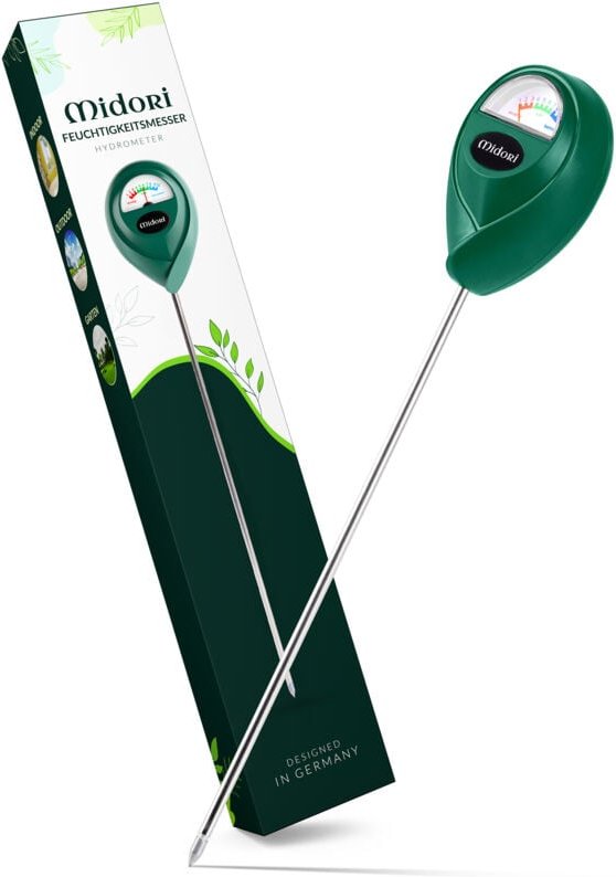 5 x Midori Boden-Feuchtigkeitsmesser Messgerät Hydrometer Pflanzen Grün 31,2 cm Sonde