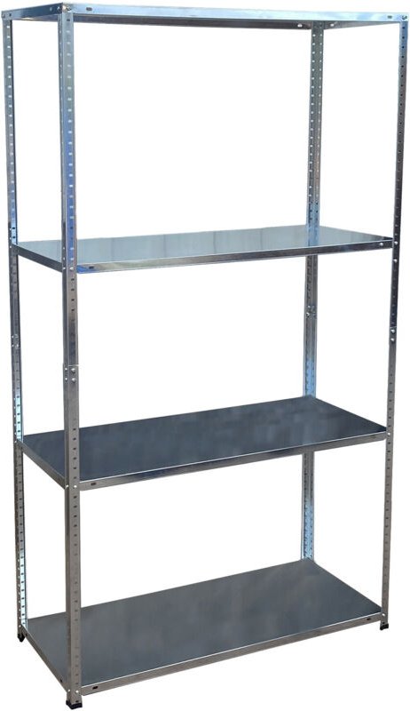 Relaxdays Lagerregal, Stahl, HBT 145x75x30 cm, bis 160 kg, 4 Ebenen, Keller, Garage & Werkstatt, Schwerlastregal, silber