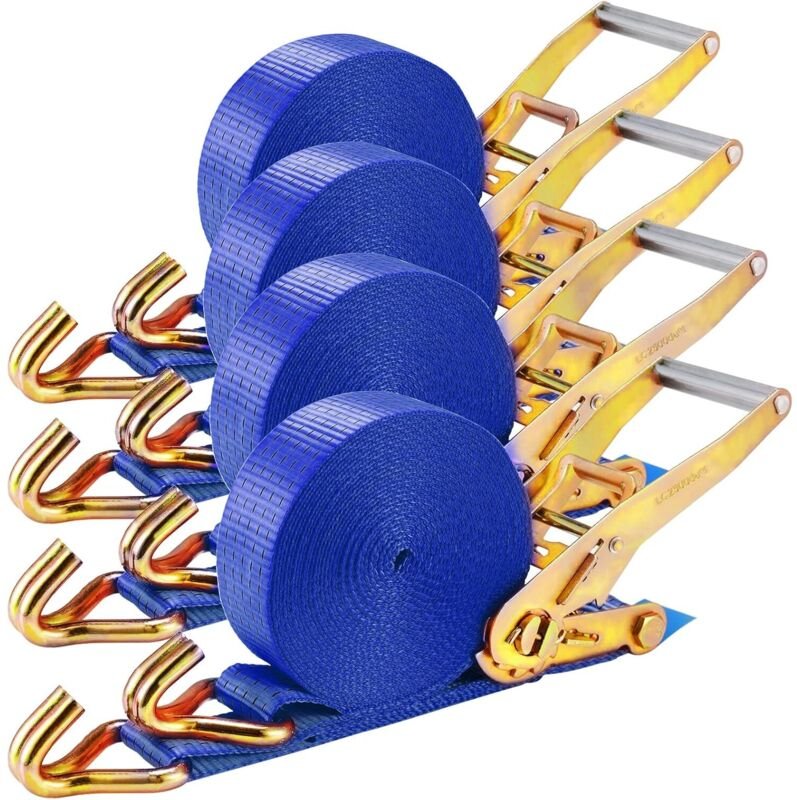 Tlgreen - 4 Stück 5000 kg Ratschengurt, Zurrgurte, Spanngurte mit Ratsche und Haken, 9mx50mm, Blau