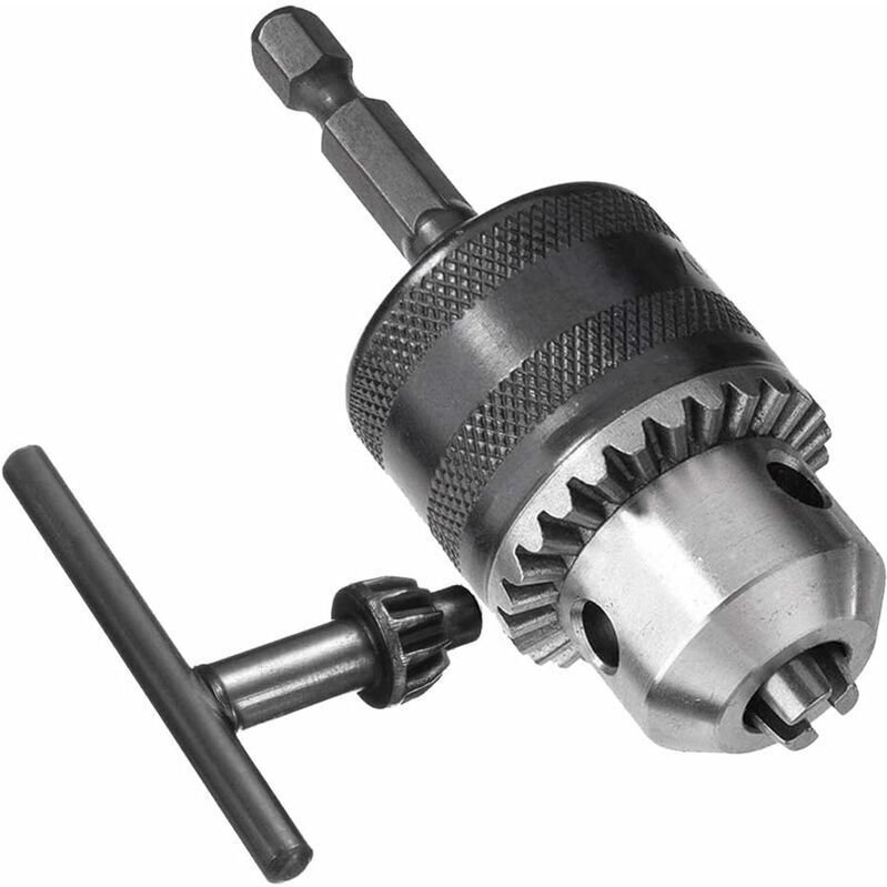 Schnellwechsel-Bohrfutteradapter 1,5–13 mm auf 6,35 mm Sechskantschaft, 1/2–20UNF Bohrfutterkonverter mit Bohrfutterschl...