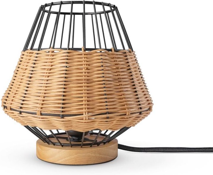 Rattan Pendelleuchte Wohnzimmer Tischleuchte Boho Käfig Lampe Nachttisch Metall Natur (Ø21 cm), Tischleute - Typ 6 - Pac...
