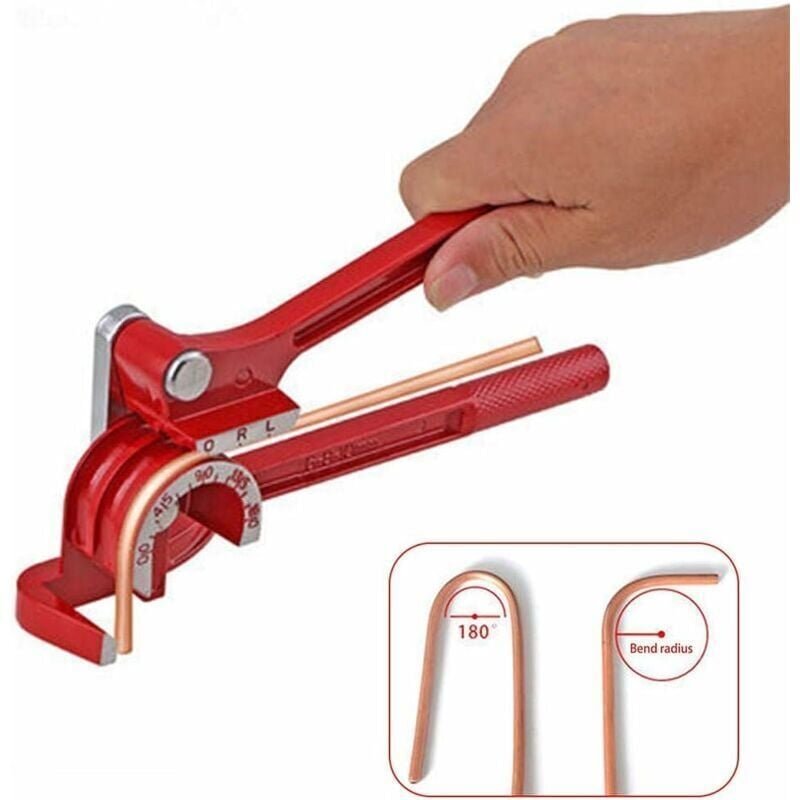 KZQ - Manueller 3-in-1-Rohrbieger, Größe 1/4 5/16 3/8, 180-Grad-Hebeltyp, Hochleistungs-Biegegerät aus Kupfer, Messing, ...