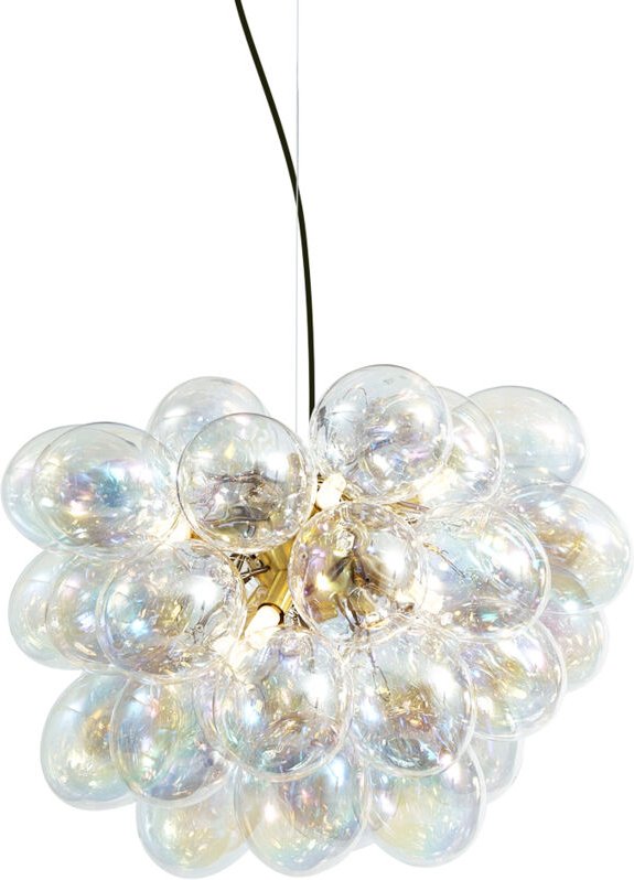 Art-Deco-Hängelampe Gold mit Regenbogen-Glas 50cm 8-flammig - Uvas