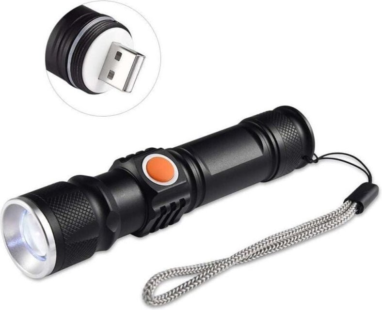 Thumbnail - Trade Shop Traesio - Trade Shop - mini T6 led taschenlampe cree zoom 3 modi usb wiederaufladbar elektrisch -