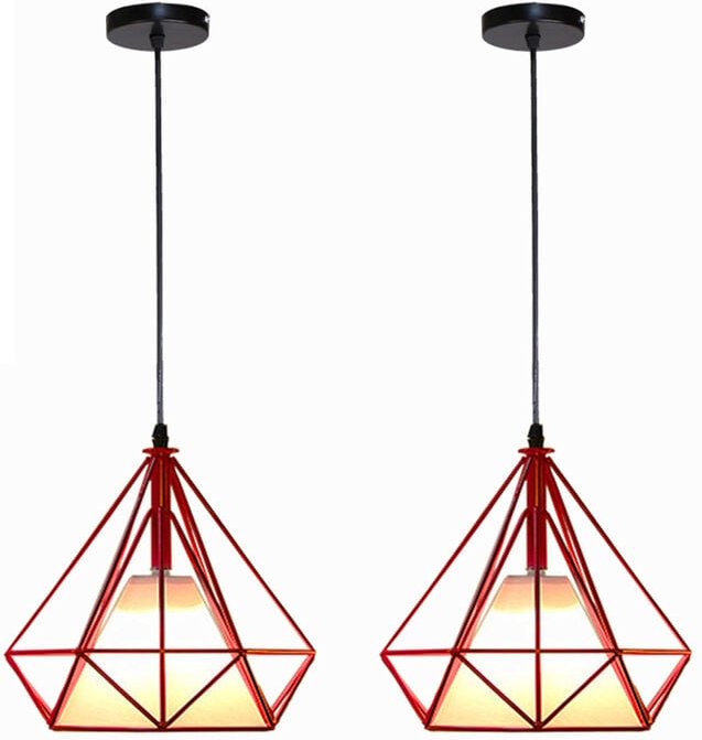 Pendelleuchte Vintage, Hängelampe im Retro Look, Diamant Form Kronleuchter mit Käfig für Wohnzimmer Schlafzimmer Esszimm...