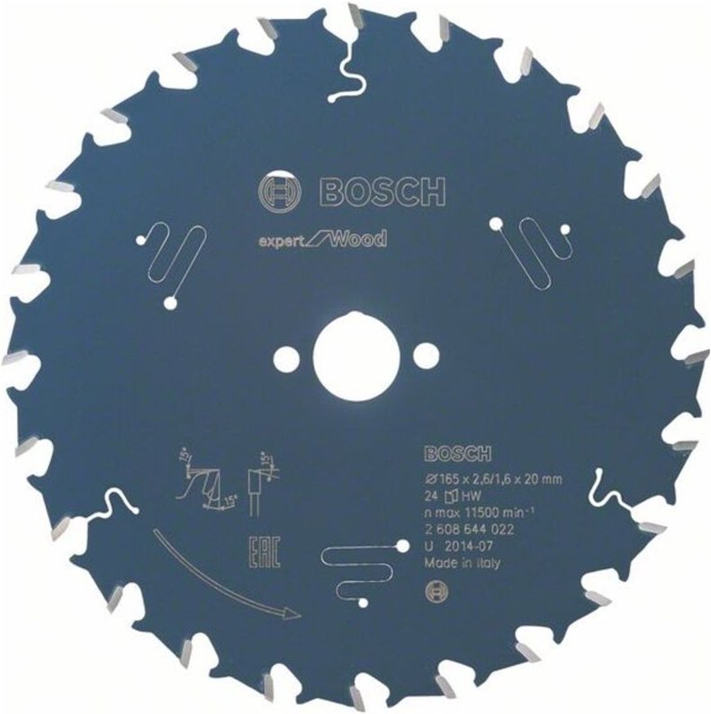 Experten-Kreissägeblatt Ø165x20 mm 24 Zähne für Holz Bosch 2608644022