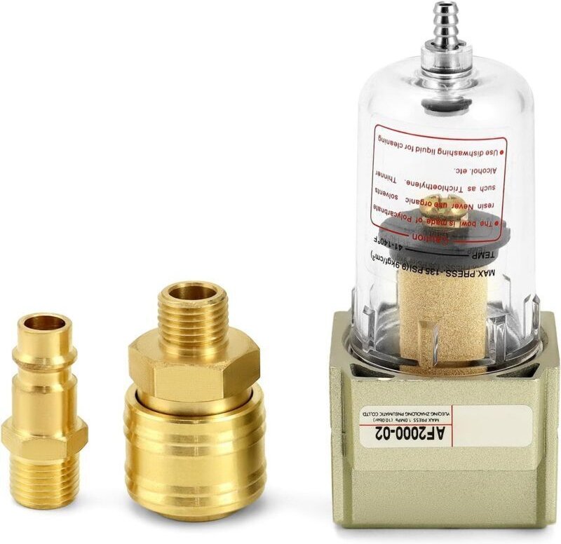 (4,4 × 2,6 × 26 cm) Druckluftfilter, Wasser- und Ölabscheider, Druckluft-Wasserabscheider, 1/4", mit Schnellanschluss