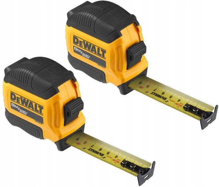 DeWALT Maßband Gelb und Schwarz 8m Paket mit 2 Stück