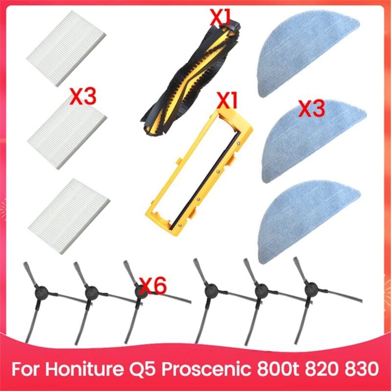 Wichtigsten Seite Pinsel Filter Mopp Tuch Kit für Q5 800t 820 830 Staubsauger Ersatz Teile
