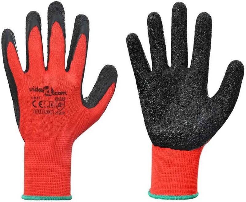 Arbeitshandschuhe 24 pcs Rot und Schwarz 11 / XXL vidaXL