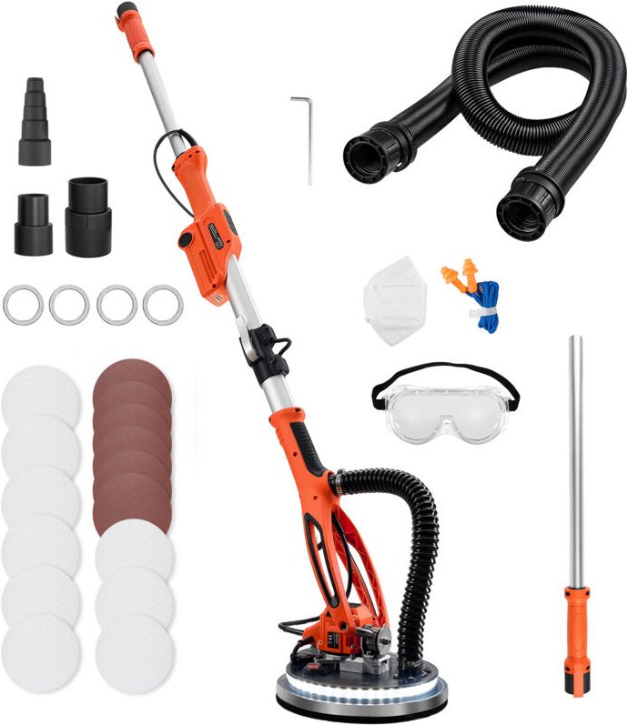 Mophorn Trockenbauschleifer 950 W, Deckenschleifer mit 255 mm Schleifteller, Langhalsschleifer mit einstellbarer Drehzah...