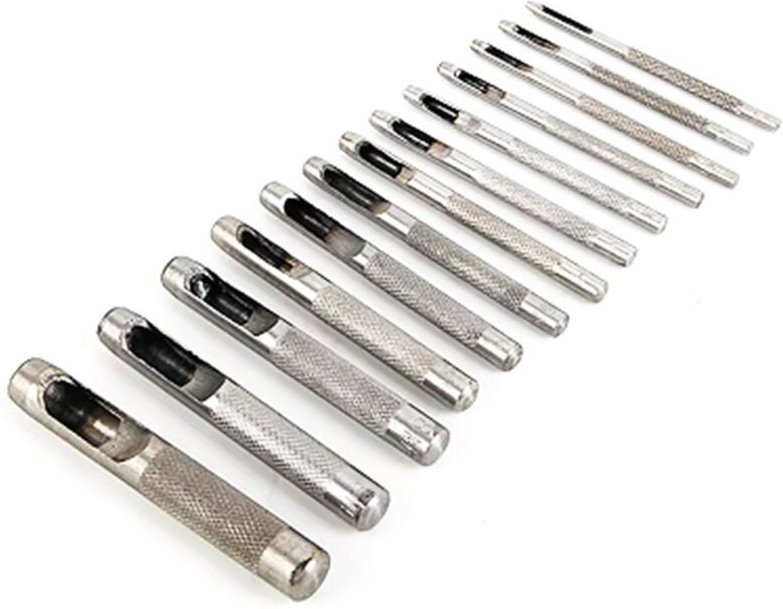 14 Stück Leder-Hohlstanzer, Stahl-Hohlstanzer, 1–14 mm Rundstanzer, Schneidwerkzeug, Leder-Lochschneider für Leder, Uhre...