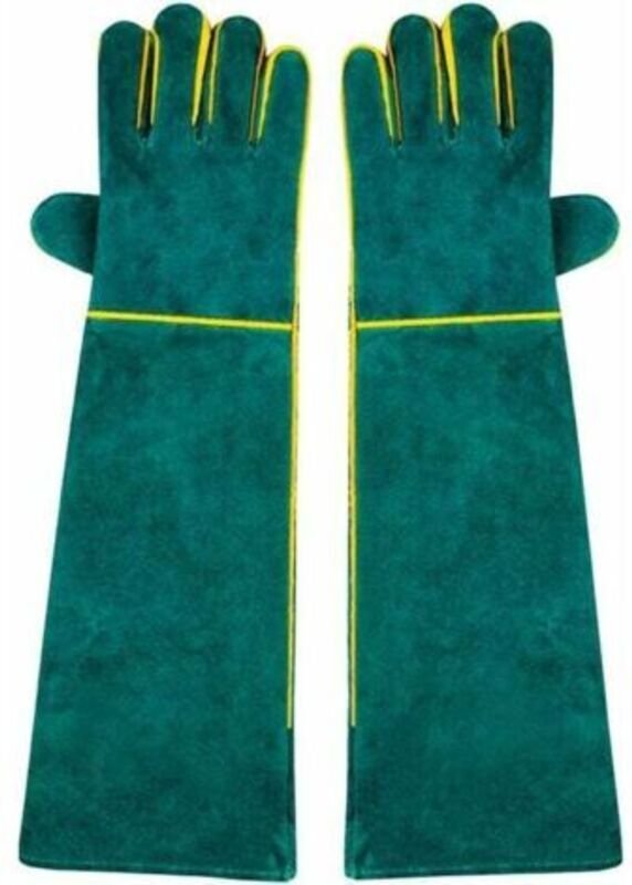 Paar Schweißerhandschuhe, 58 cm Schulterlänge, Spaltleder vom Rind, Schaumstofffutter, Rot, Lang, für MIG- und WIG-Schwe...