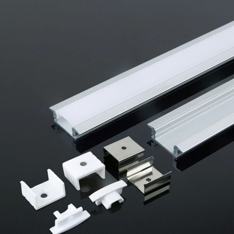 V-tac - Silbernes Aluminiumprofil für vertieften LED-Streifen (max. 12,4 mm), Satin, 2 m