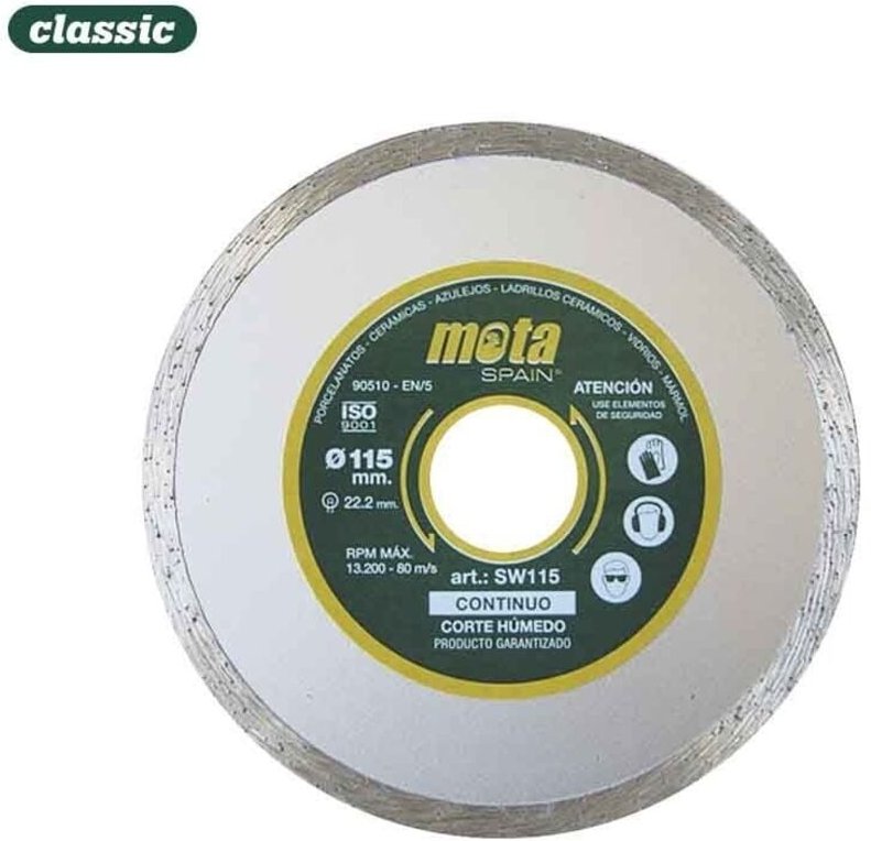 Glatte Diamantscheibe Nassschnitt Ø115mm CLP18 SW115 MOTA