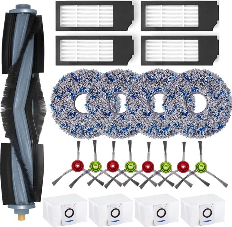 Zubehörset für Ecovacs deebot X1 omni 1 Hauptbürste + 4 HEPA-Filter + 4 Wischtücher + 8 Seitenbürsten + 4 Staubbeutel So...